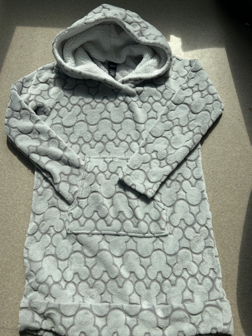 Disney Light Gray Plush Hooded Sweater Dress size Med